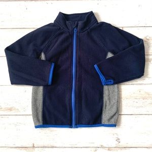 Boys 4T Fleece Zip Up Jacket Winter Outerwear Navy Blue Gray Kids Jumping Beans